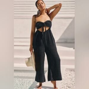 Anthropologie The Wrenley Suspender Pant Set - Washed Black - Jumpsuit - XXS